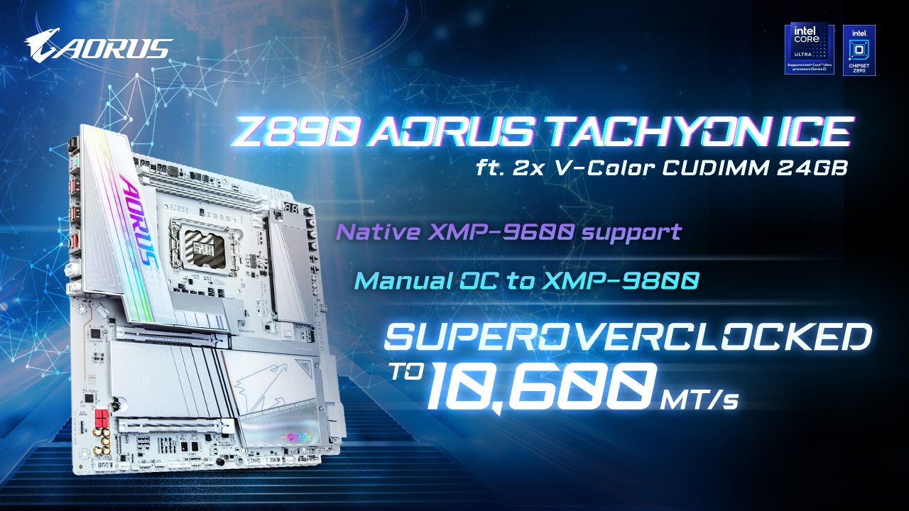 GIGABYTE Z890 AORUS TACHYON ICE Achieves DDR5-10600 Pioneering a New Era of Overclocking